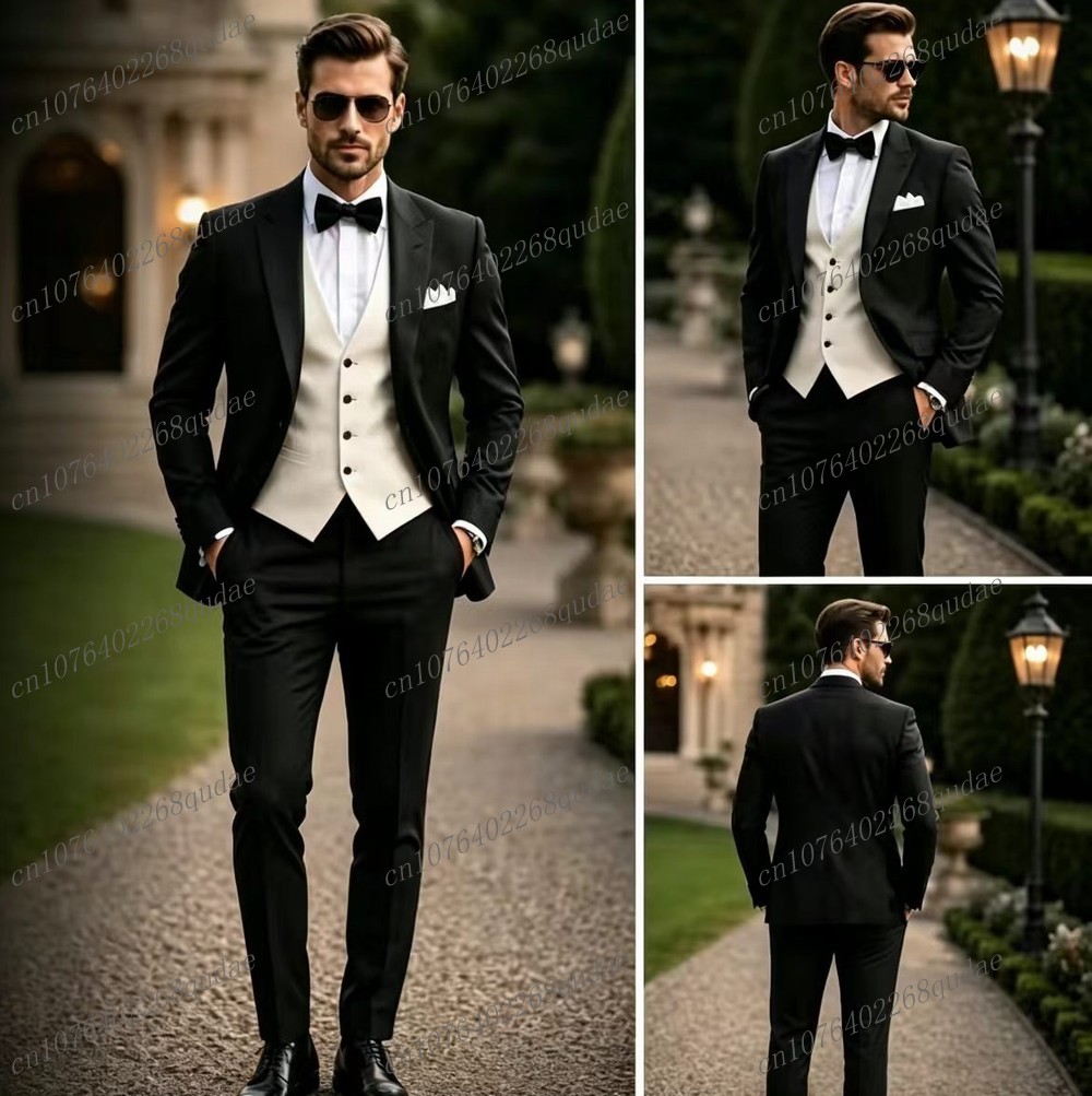 Formal Wear Jersey For Men - بدلة رسمية للرجال باللونين الأسود والأبيض