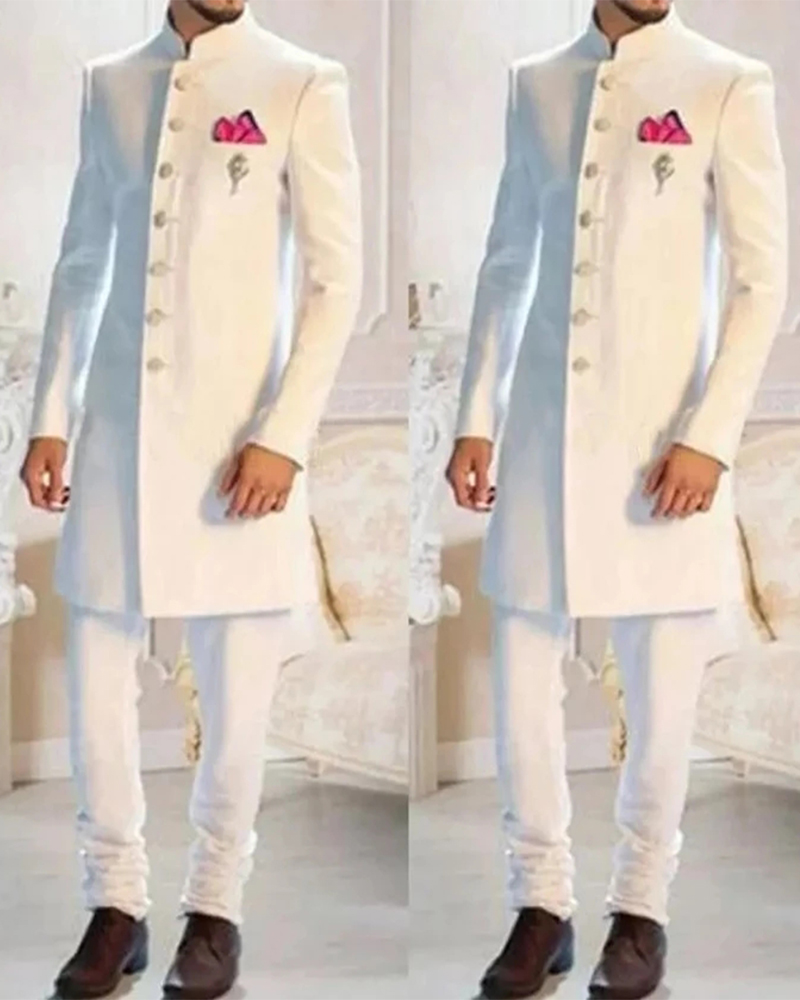Men Formal Wear Indian - 2 قطعة تصميم الأزياء الأبيض الرجال