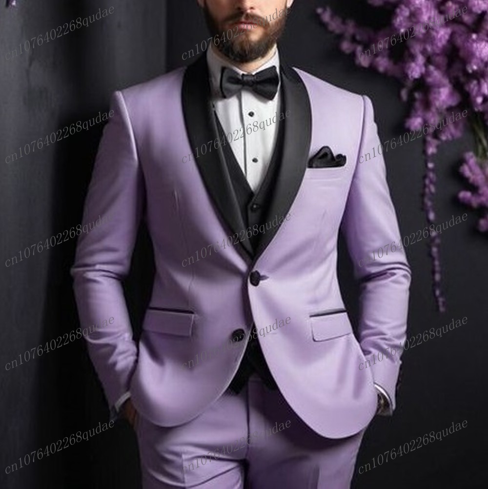 Men Formal Wear Purple - الأرجواني والأسود الرسمي الرجال دعوى حفل