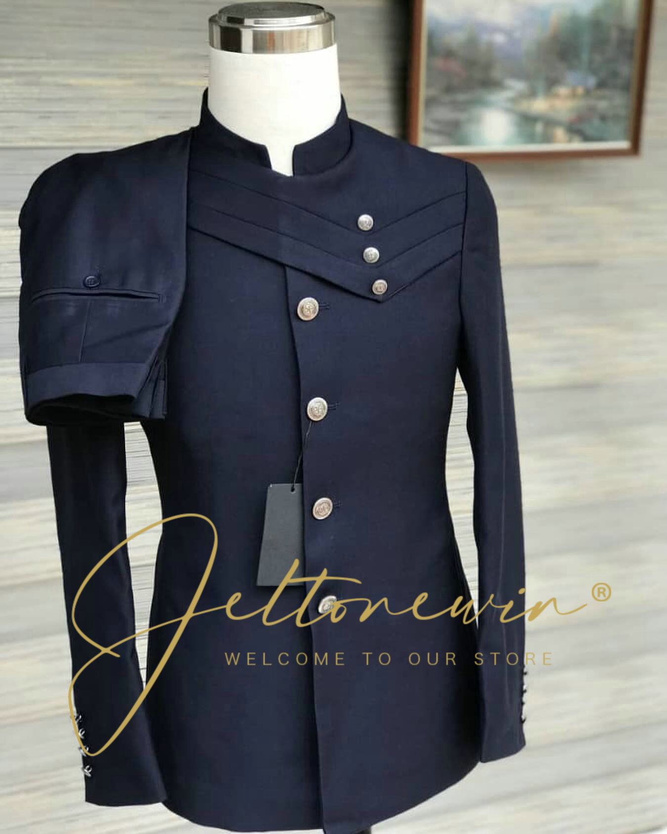 Men'S Style Formal Wear - طقم بدلة رجالي باللون الأزرق الداكن
