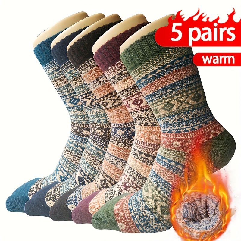Sock Garter Men - 5 أزواج من الجوارب الشتوية السميكة
