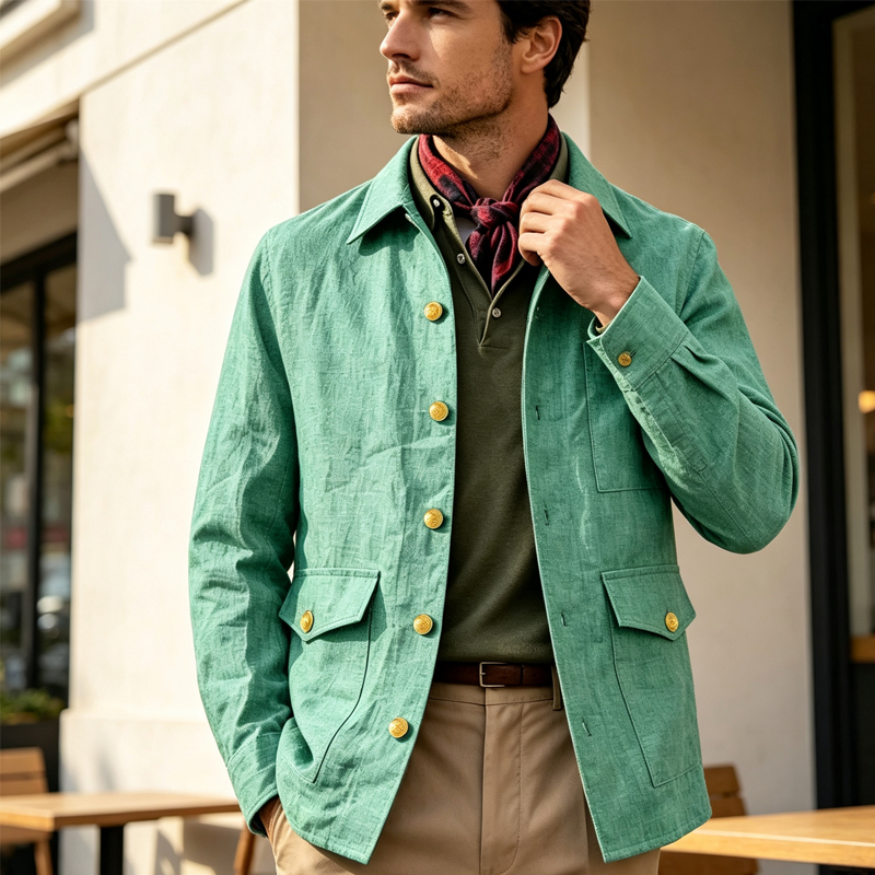 Men'S Style Formal Wear - جاكيت رجالي كتان عتيق بياقة مطوية