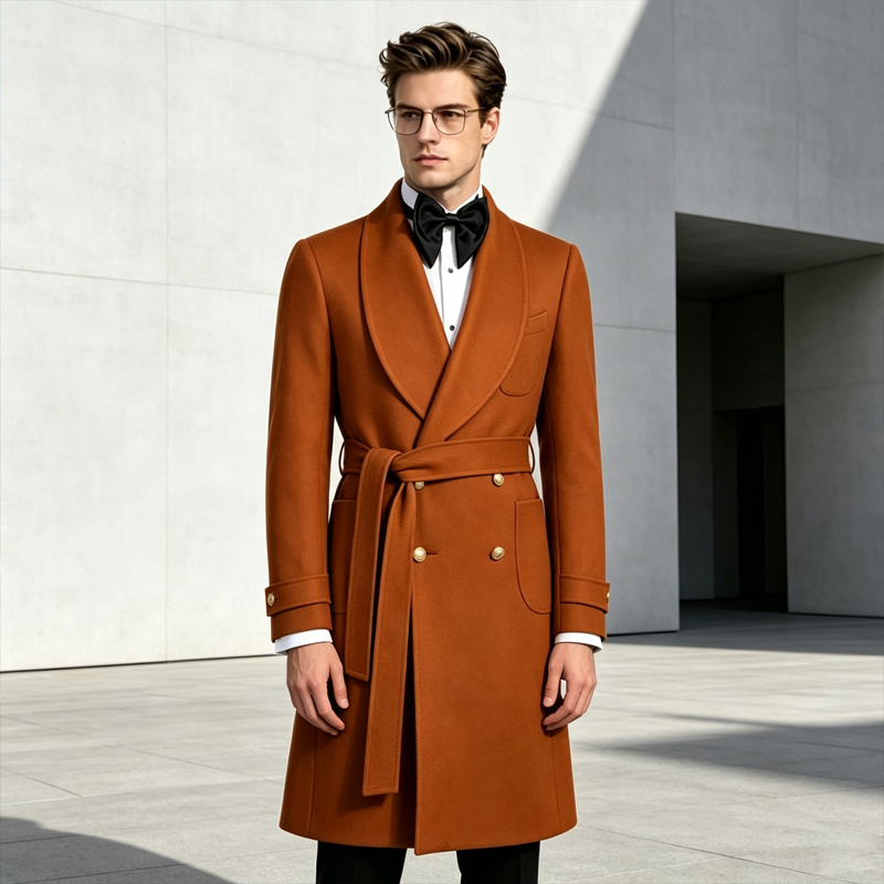 Men'S Formal Wear In Winter - معطف رجالي فاخر من مزيج الصوف
