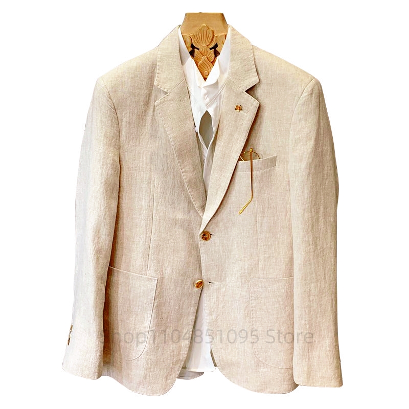 بدلة رجالية بيج من الكتان، ستر - مراجعة Men Formal Wear Summer وسعره