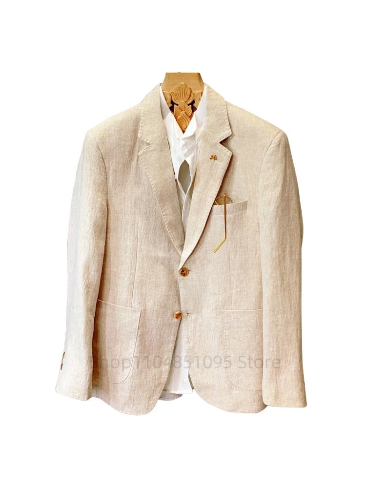 بدلة رجالية بيج من الكتان، ستر - مراجعة Men Formal Wear Summer وسعره