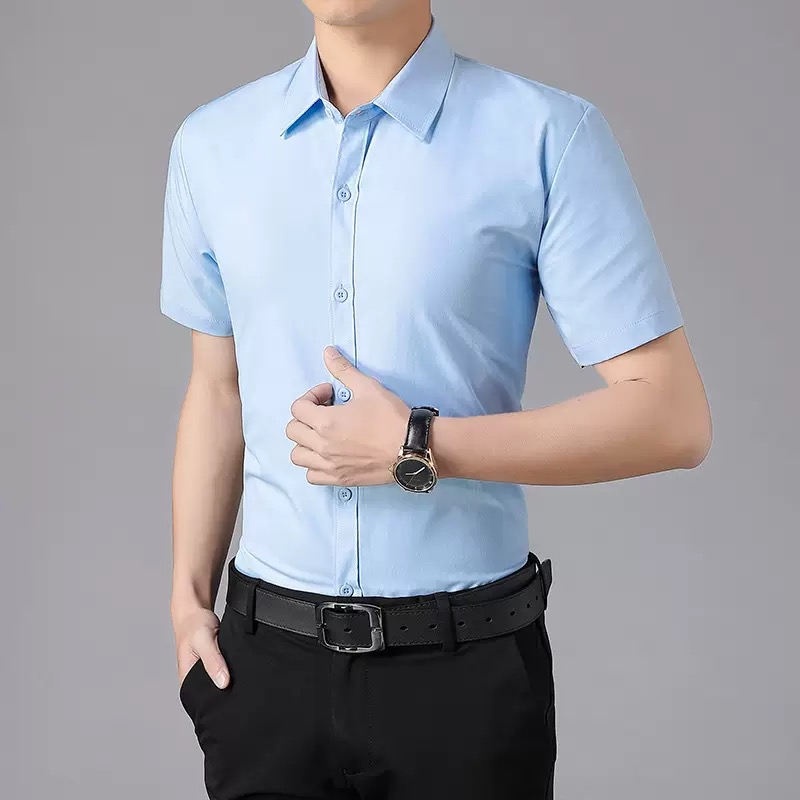 قميص أبيض صيفي رقيق بأكمام قصي - مراجعة Men Formal Wear Summer وسعره