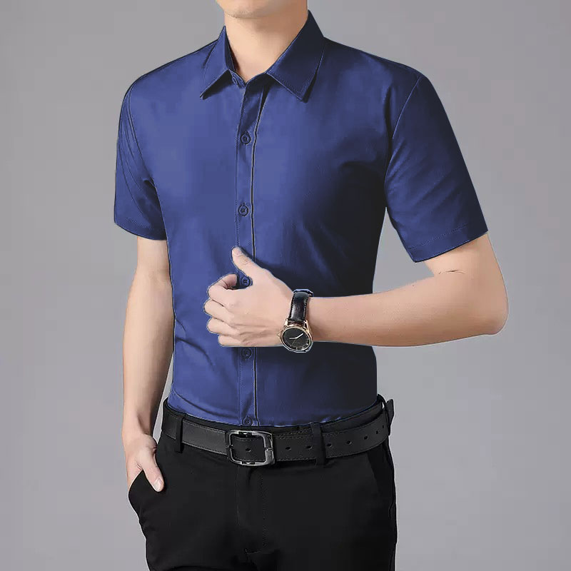 قميص أبيض صيفي رقيق بأكمام قصي - مراجعة Men Formal Wear Summer وسعره