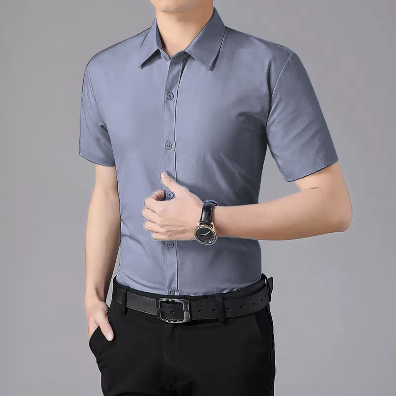 قميص أبيض صيفي رقيق بأكمام قصي - مراجعة Men Formal Wear Summer وسعره