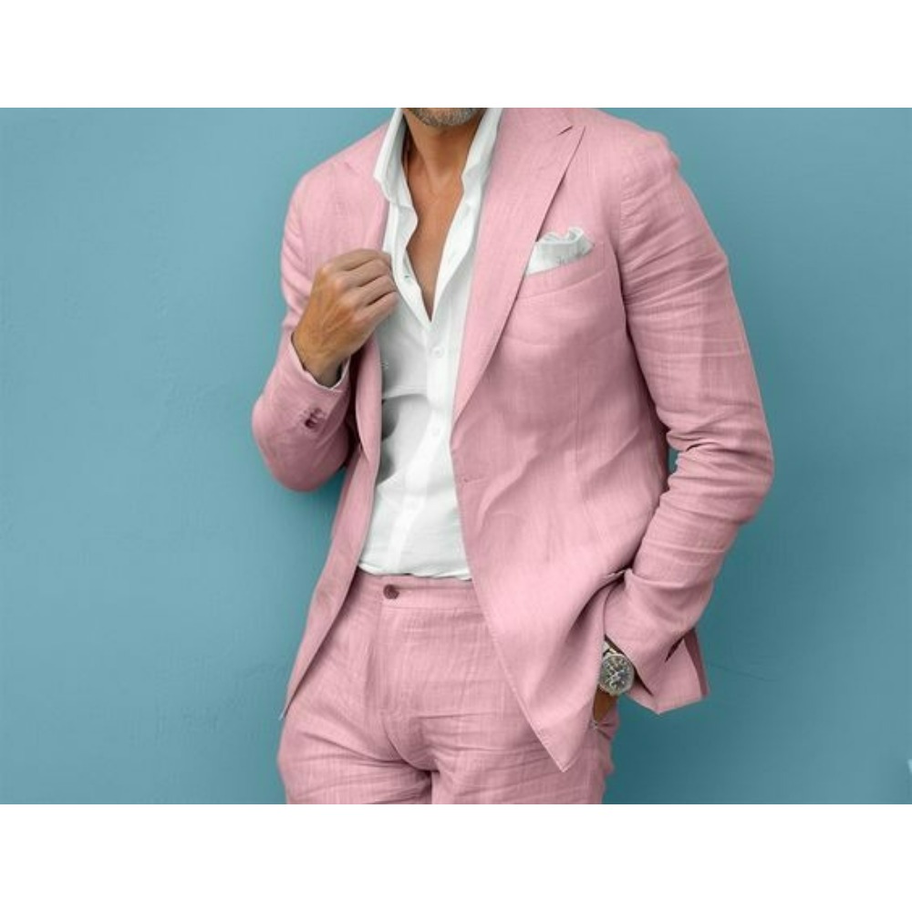 بدلة رجالية من الكتان لحفلات ا - مراجعة Men Formal Wear Summer وسعره