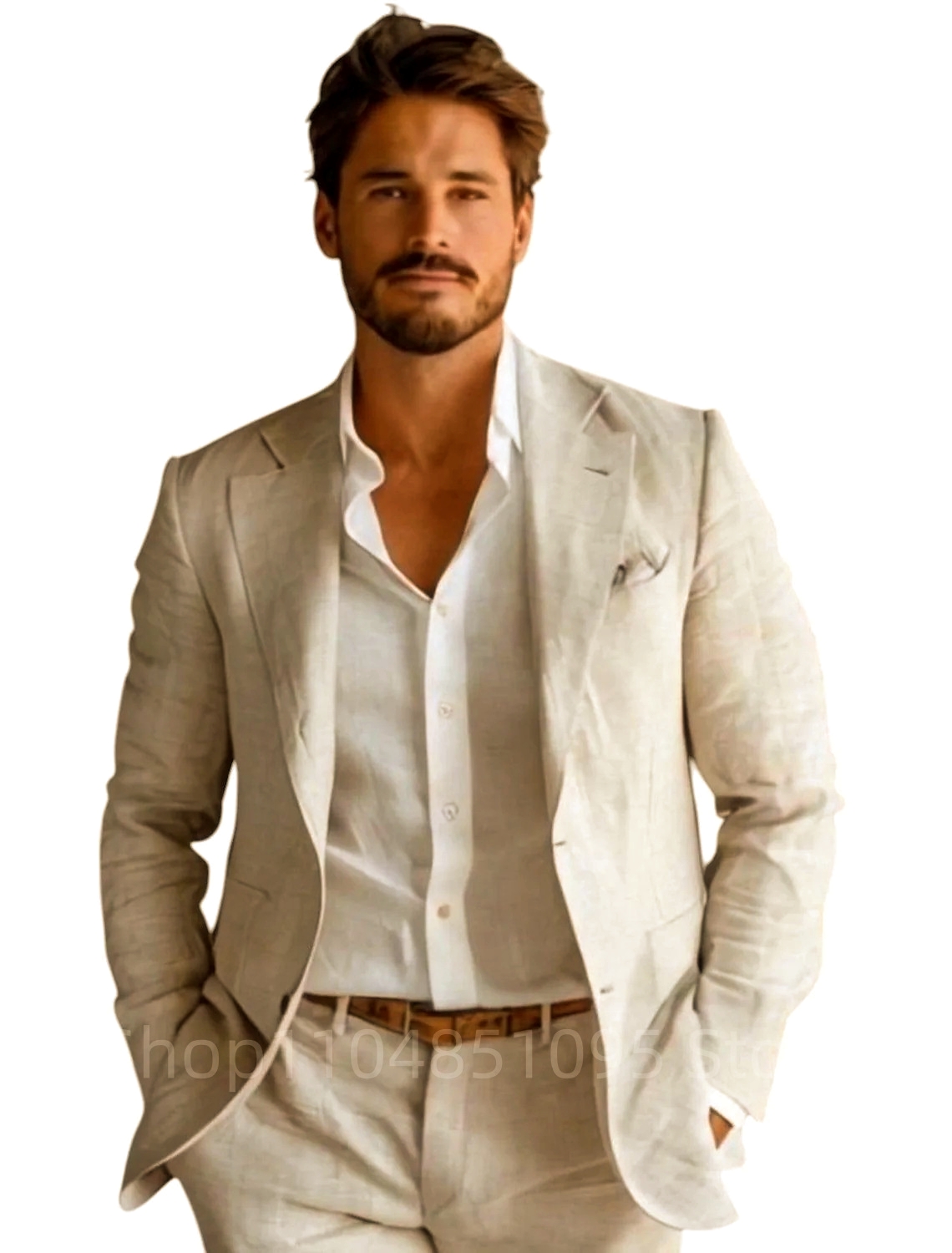 بليزر رجالي أزرق ضيق من الكتان - مراجعة Men Formal Wear Summer وسعره