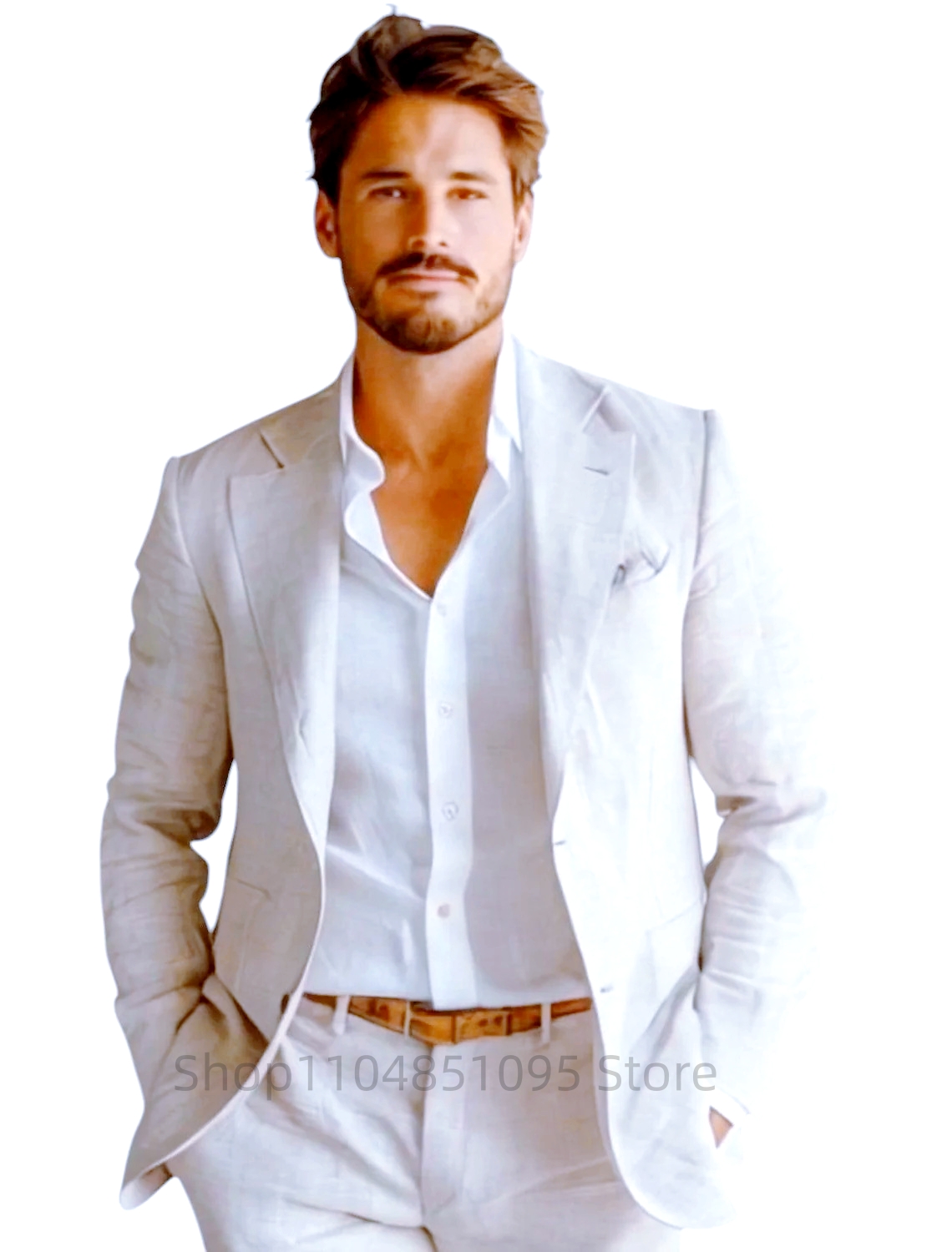 بليزر رجالي أزرق ضيق من الكتان - مراجعة Men Formal Wear Summer وسعره